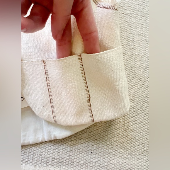 Amae Co OOAK Fringed Western Blanket Camp Striped Vest White Cream Brown 4-5T - Picture 9 of 16